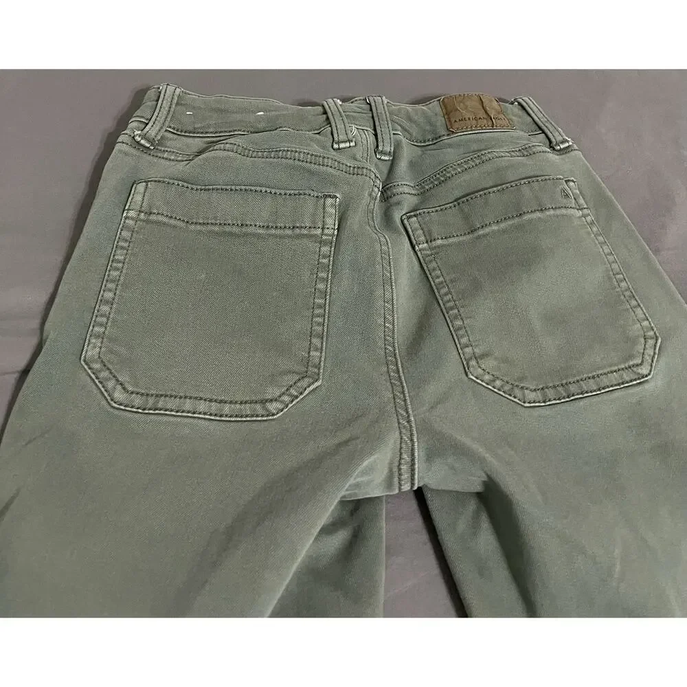 American Eagle Womens 2 Green Next Level Stretch High Rise Slim Jegging Jeans